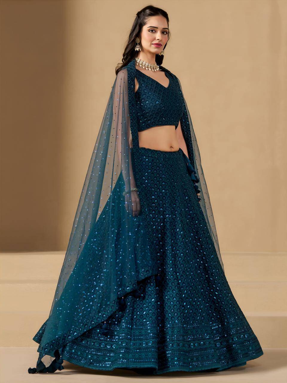 Florance vol 1 Georgette Blue Latest lehenga choli designs for retailers